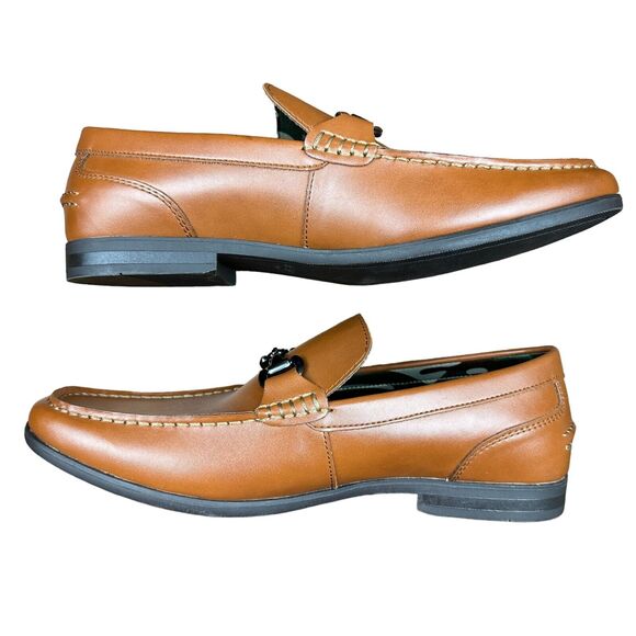 Mens Kenneth Cole New York Cognac Color Slip On Leather Loafers Camo Size 10.5 - Picture 4 of 10